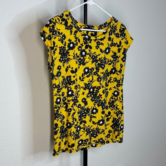 Tommy Hilfiger Yellow and Black Floral Cap Sleeve Top - Picture 2 of 7